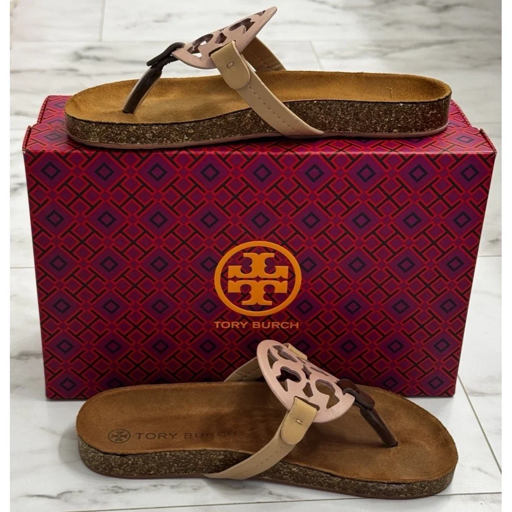 Tory Burch Women's Miller Cloud Sandals 8.5 Multi/Cork Nude, Blush